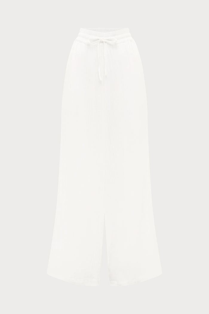 Sunset White Cotton Beach Pants