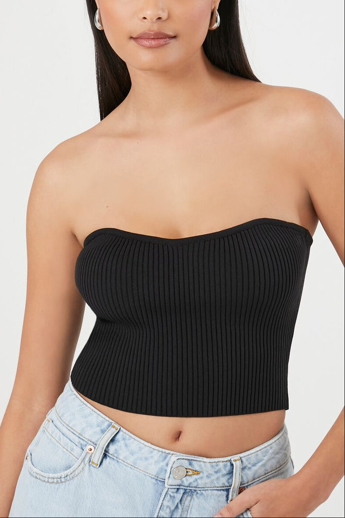 Sweater-Knit Cropped Tube Top