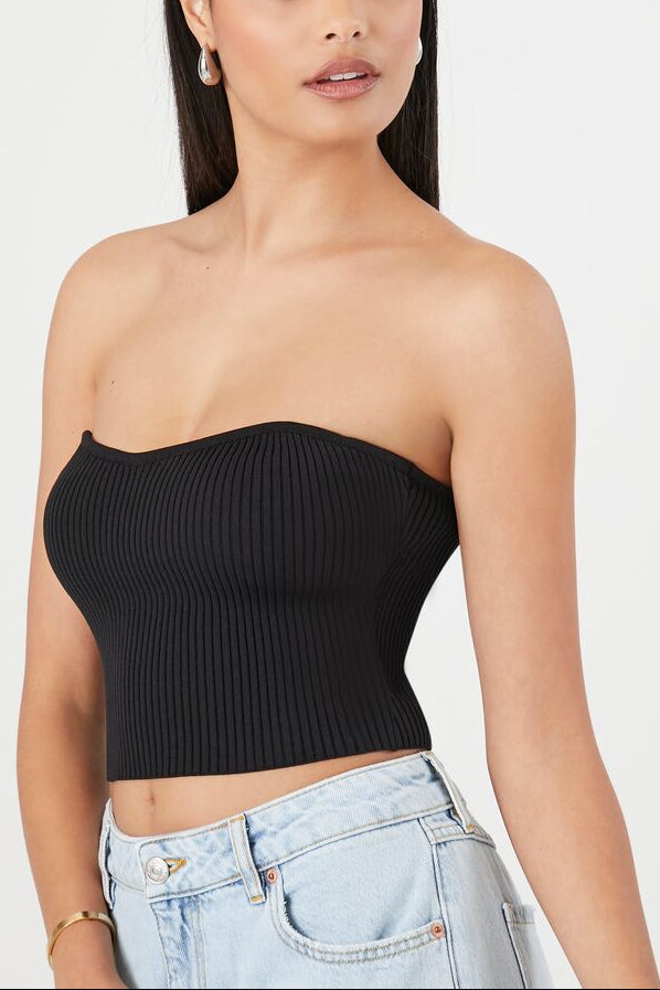 Sweater-Knit Cropped Tube Top