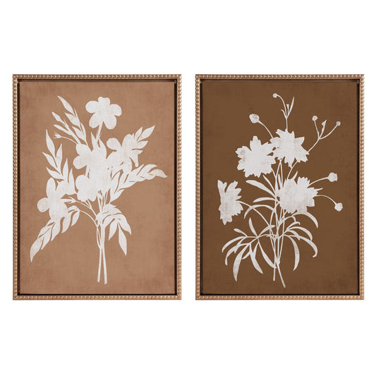Spring Floral Silhouette botanical pair by Heather Dutton, front view