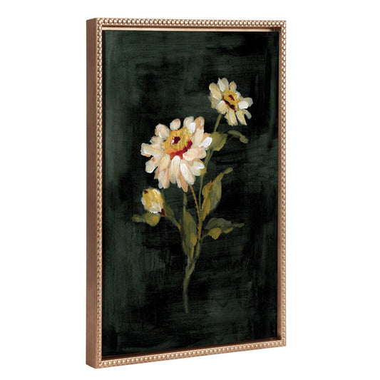 White Zinnia floral canvas print by Annie Quigley, angled view