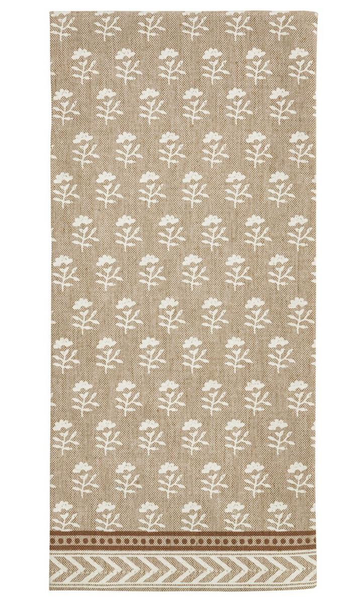 TAUPE PRINTED TEA TOWEL - 4 STYLES