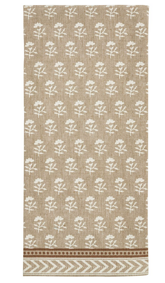 TAUPE PRINTED TEA TOWEL - 4 STYLES