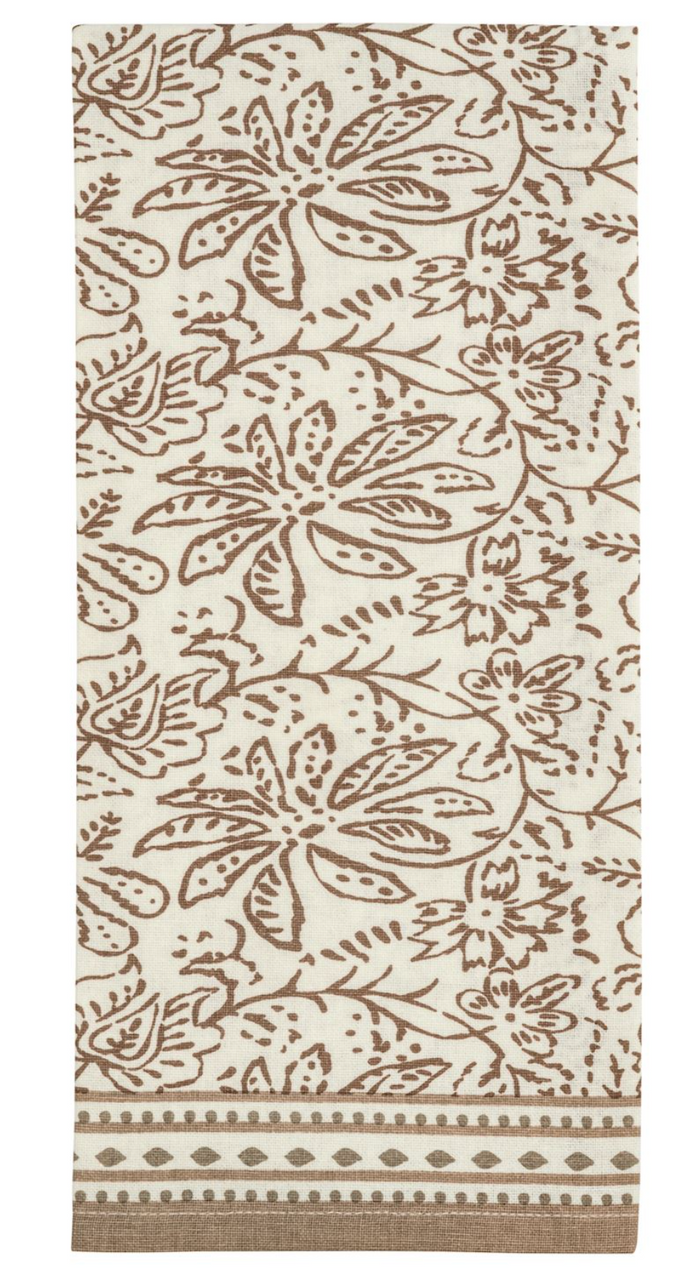 TAUPE PRINTED TEA TOWEL - 4 STYLES