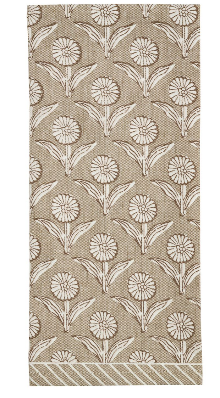 TAUPE PRINTED TEA TOWEL - 4 STYLES