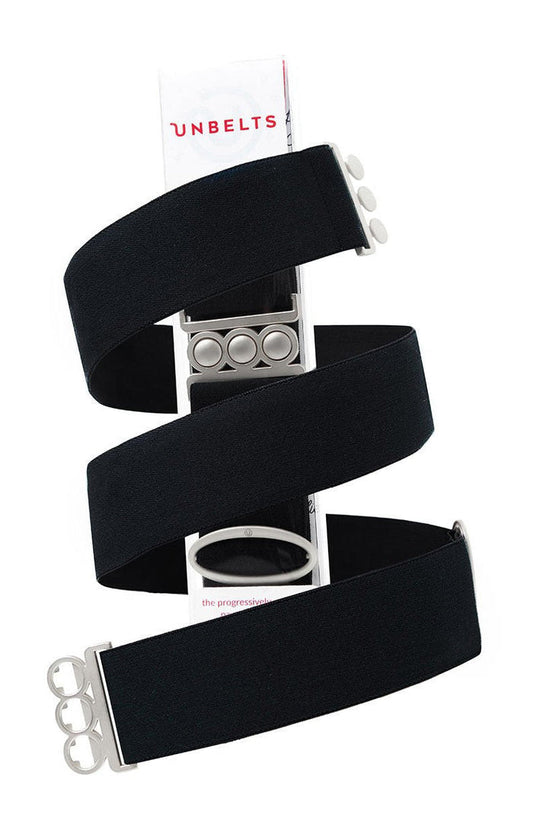 Unbelts Stretch Belt ~ Black with Silver Buckle