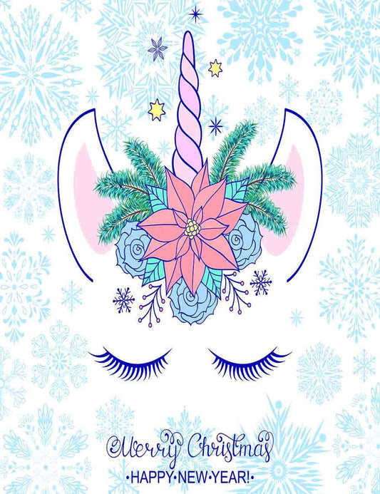 Unicorn With Snowflakes For New Year Photography Backdrop Shopbackdrop