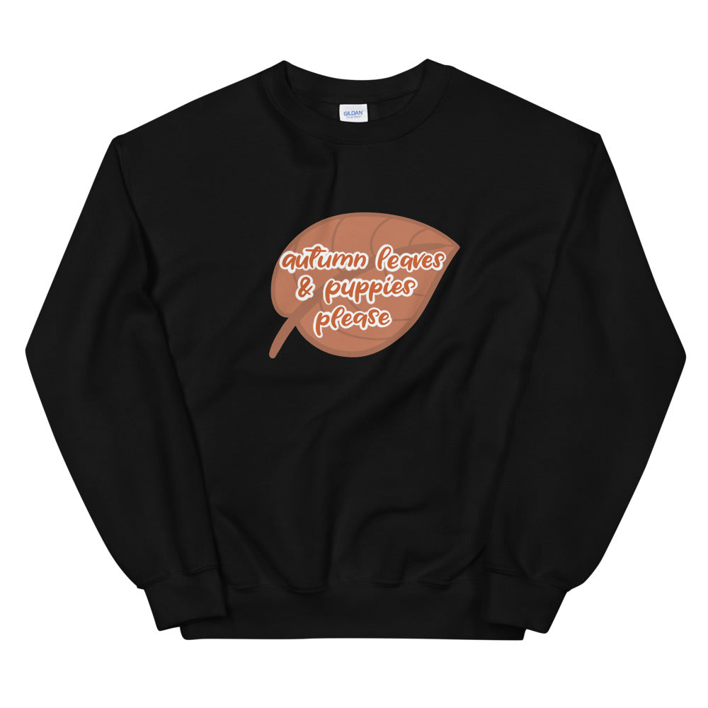 Sweatshirt - Autumn Leaves & Puppies Please