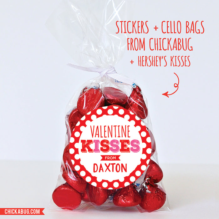 "Valentine Kisses" Valentine's Day Stickers