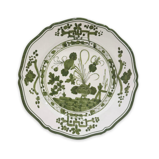 Beatriz Ball Vida Faenza Dinner Plate — Single green-and-white dinner plate isolated on white