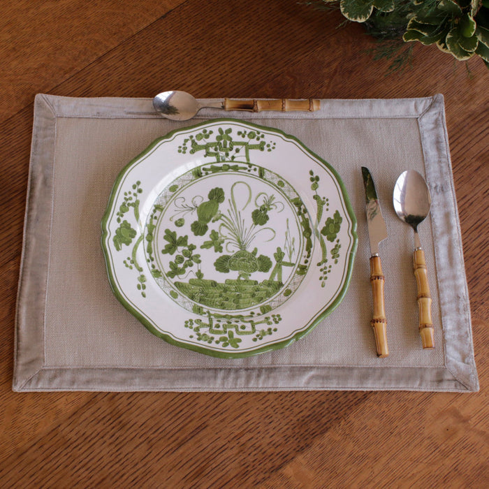 Beatriz Ball Vida Faenza Salad Plate — In a place setting with real-bamboo-handled flatware, sold separately
