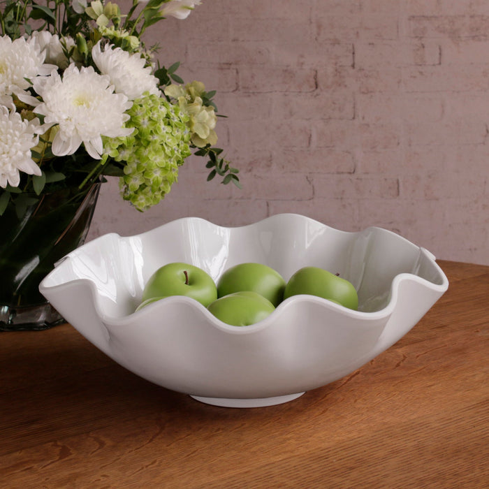 Beatriz Ball Vida Havana Carola Extra Large Bowl White — With green apples beside a floral arrangement