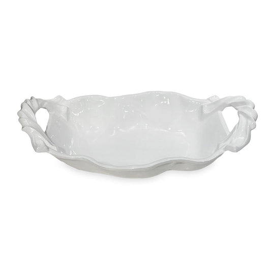 Beatriz Ball Vida Sasha Medium Bowl with Handles White — White medium handled bowl isolated on white