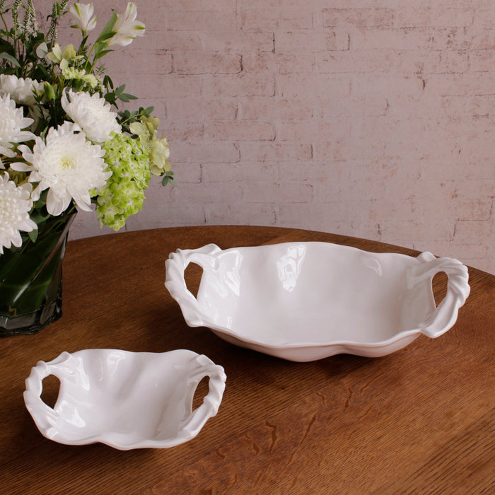 Beatriz Ball Vida Sasha Medium Bowl with Handles White — With a separate smaller Sasha bowl