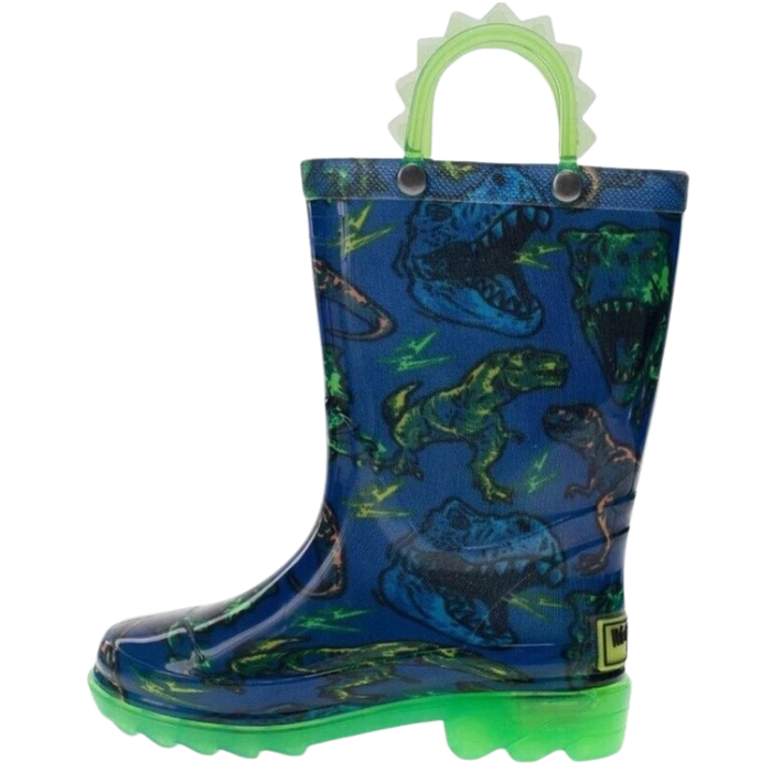 Western Chief Little Kids' T-Rex Light-Up Rain Boots – Blue