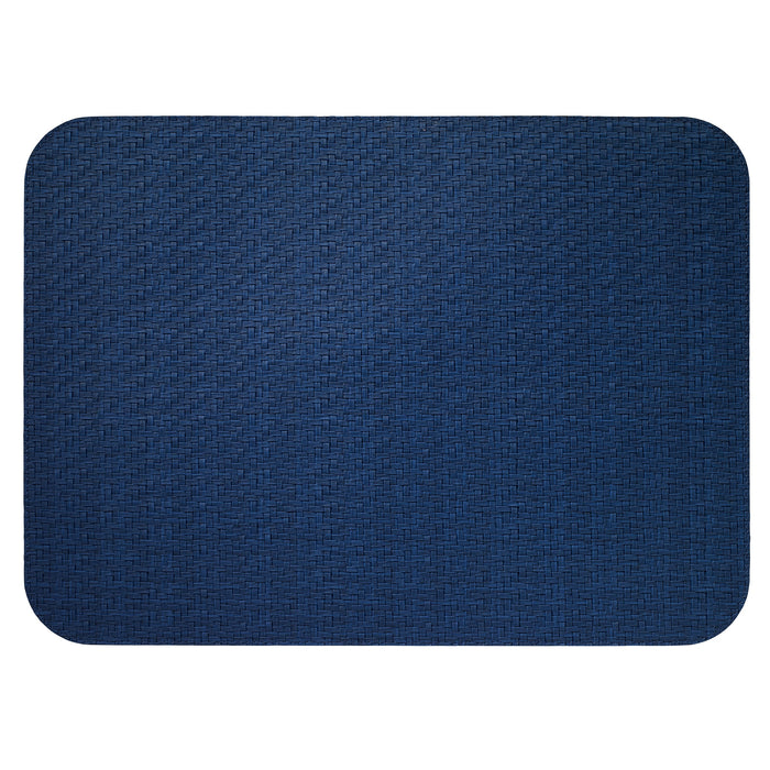 Wicker Easy-Care Placemats Table Linens Bodrum Navy Oblong Set of 4