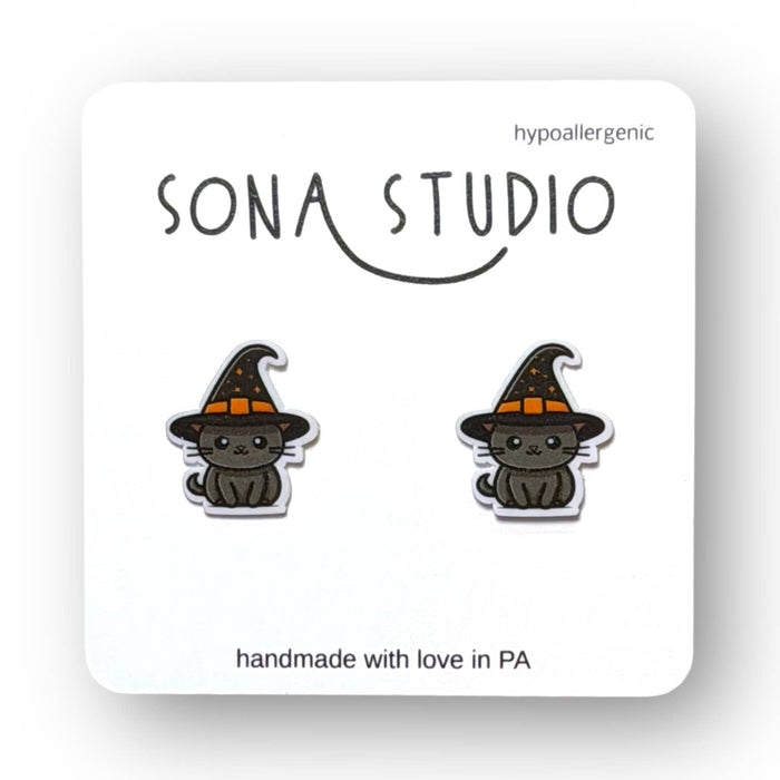 Witchy Black Cat Earrings