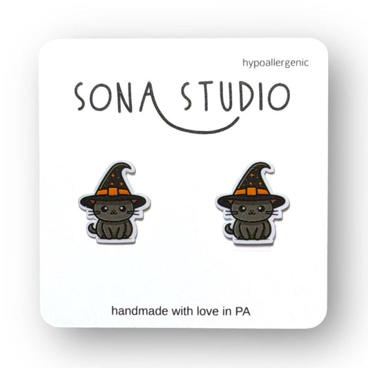 Witchy Black Cat Earrings