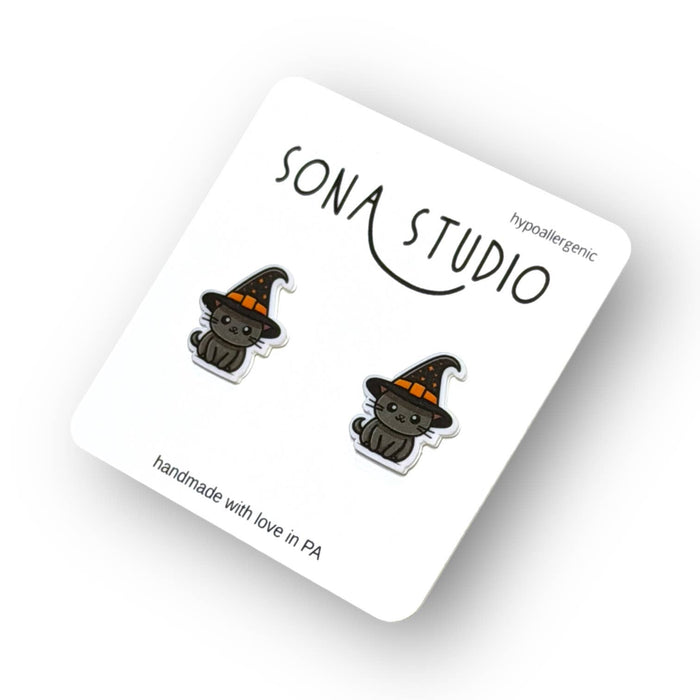 Witchy Black Cat Earrings