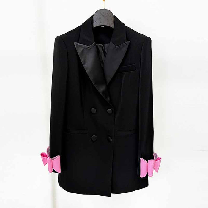 Women's Crystalized Bow Cuff Blazer Minidress
