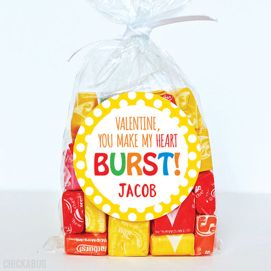 "You Make My Heart Burst!" Valentine's Day Stickers
