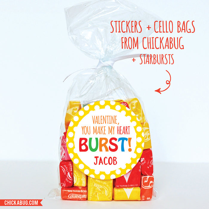 "You Make My Heart Burst!" Valentine's Day Stickers