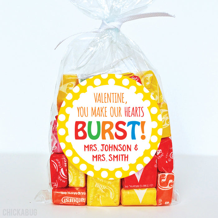 "You Make My Heart Burst!" Valentine's Day Stickers