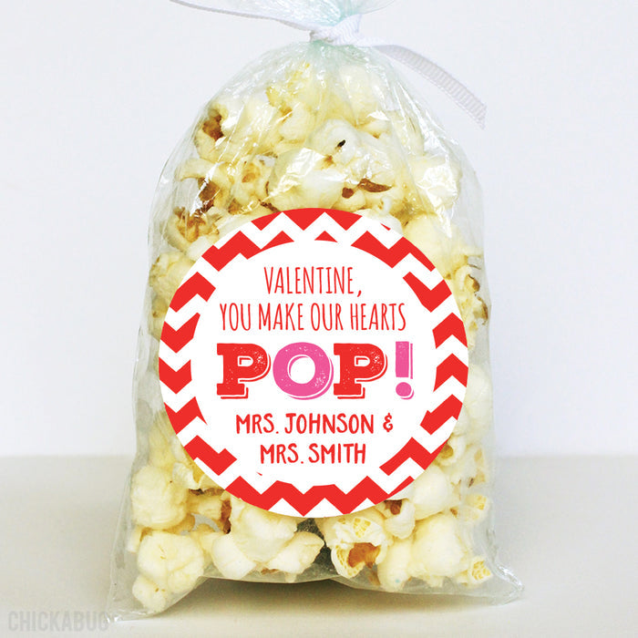 "You Make My Heart Pop"  Valentine's Day Stickers