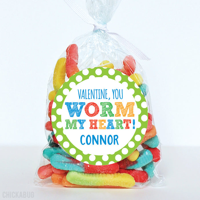 "You Worm My Heart" Valentine's Day Stickers