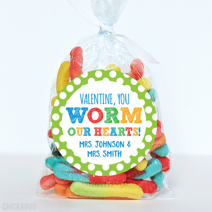 "You Worm My Heart" Valentine's Day Stickers