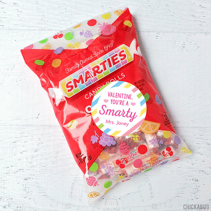 "You're a Smarty" Pink Valentine's Day Stickers