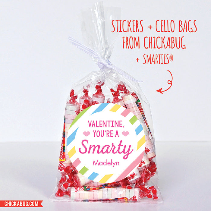 "You're a Smarty" Pink Valentine's Day Stickers