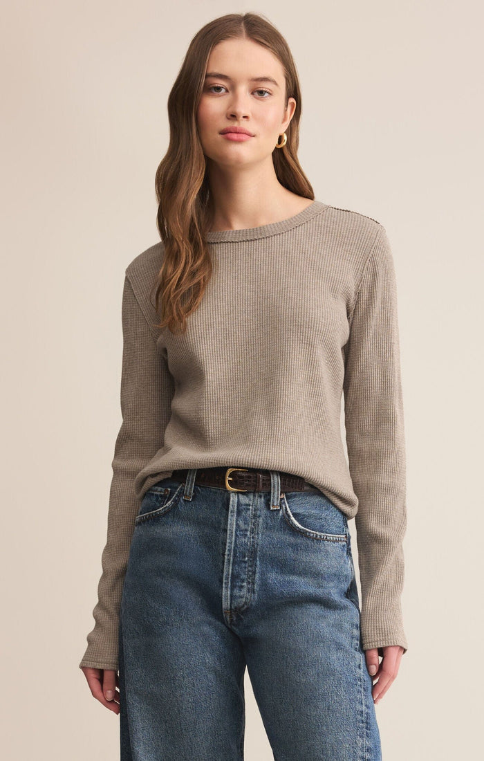 Z Supply Arlet Mini Thermal Top | Smoked Heather Z Supply Casual Top S